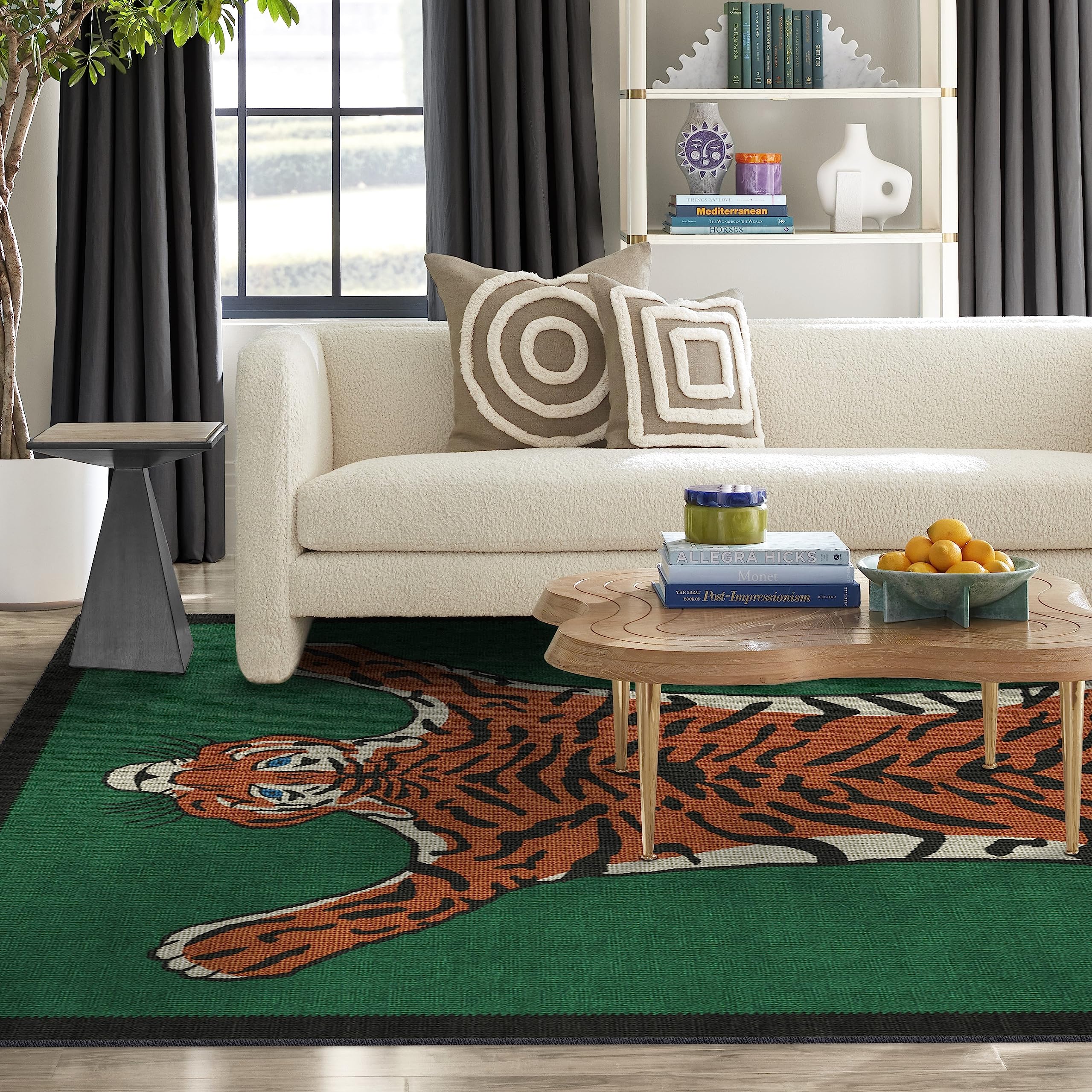 Ruggable x Jonathan Adler Washable 6x9 Area Rug, Tiger Emerald, Premium Modern Rugs for Living Room, Bedroom, Kitchen, Office, Classroom with Gripper Non Slip Pad 6'x9' (Standard Pad) Tiger Emerald