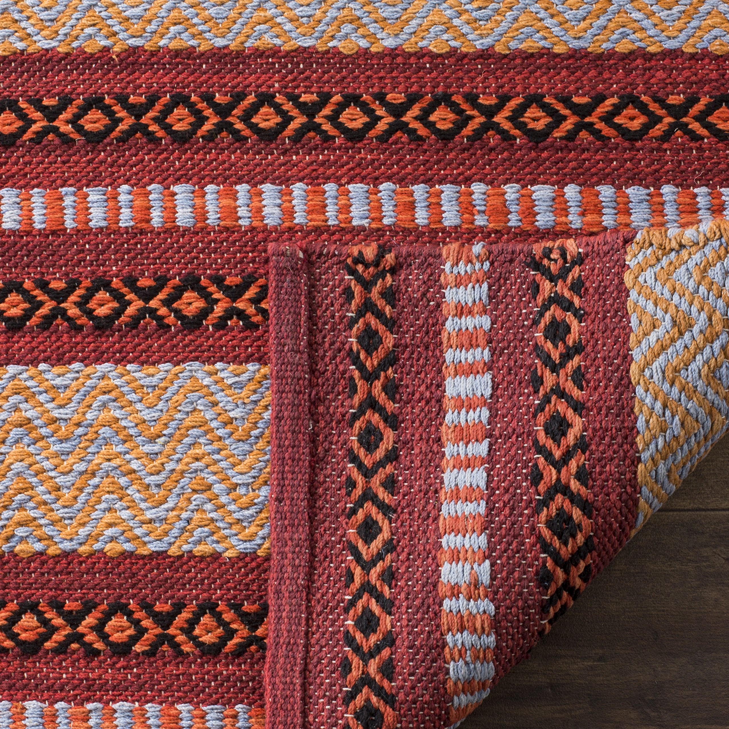 Safavieh Montauk Collection Area Rug - 6' X 9', Orange, Handmade Stripe Fringe Cotton, Ideal For High Traffic Areas In Living Room, Bedroom (MTK751C