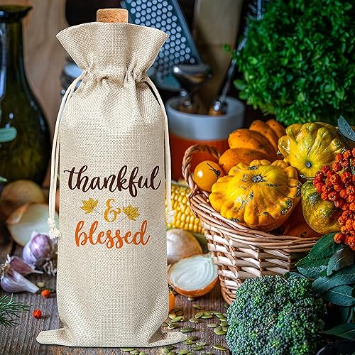 Miniatura 4 de Bolsa de vino de Acción de Gracias, bolsa de regalo de vino bendecido de otoño para inauguración de la casa, cumpleaños, regalos de Navidad,