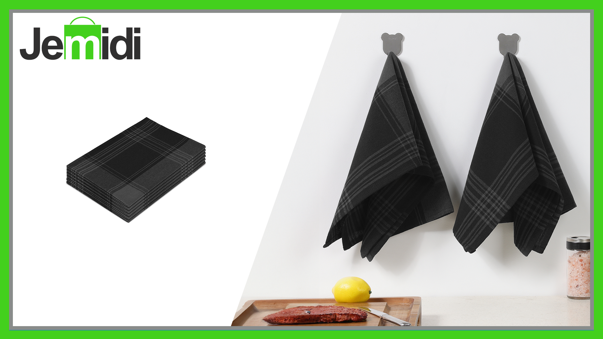 Lot De 5 Torchons De Cuisine JEMIDI - Coton Absorbant 50x70 Cm, Lavables, Pour Vaisselle Et Mains
