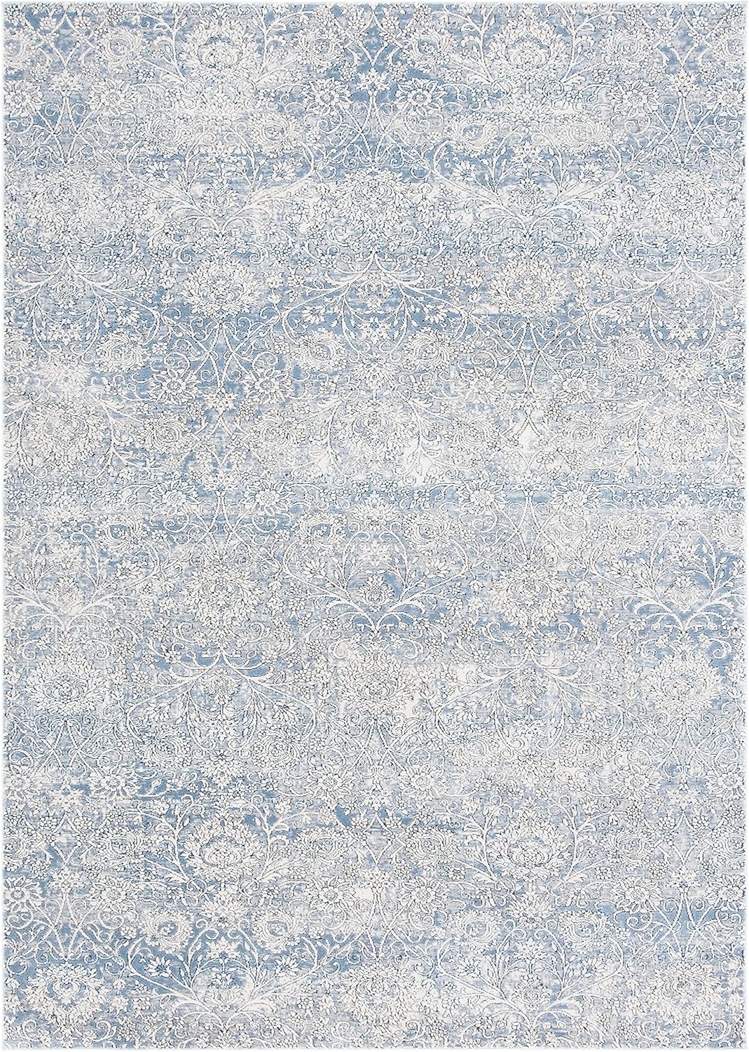 SAFAVIEH Alhambra Collection Area Rug - 2'7" x 3'1, Ivory & Blue, Vintage Distressed Design, Non-Shedding & Easy Care, Ideal for High Traffic Areas in Living Room, Bedroom (ALH617B)