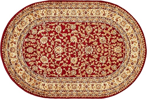 Unique Loom - Colección Voyage - Alfombra tradicional oriental clásica de diseño intrincado, rojadorada (ovalada, 4' 0 x 6' 0)