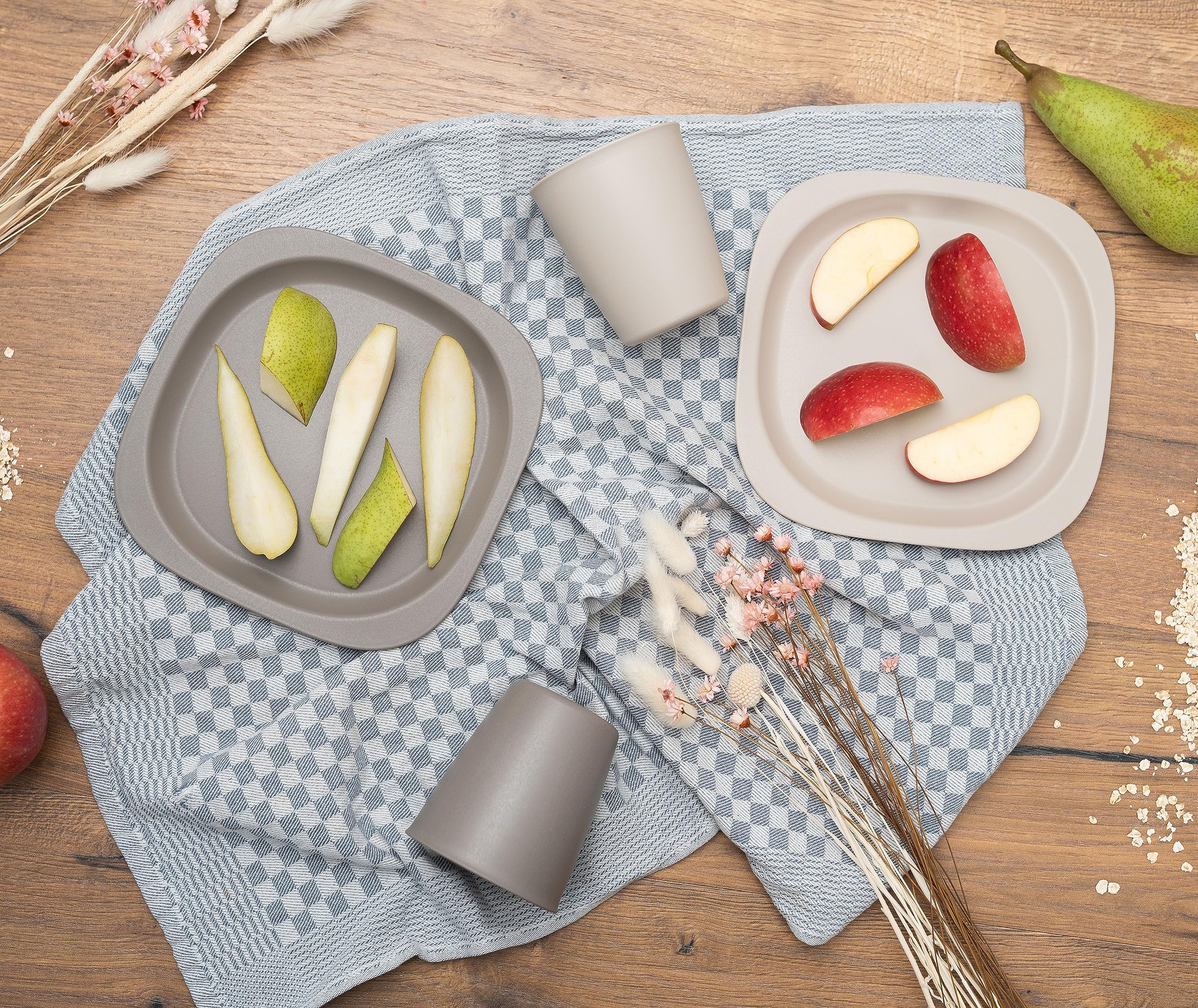 nip Green - Couverts écologiques pour bébé et enfant à partir de 9 mois, couverts lavables au lave-vaisselle, sans BPA, sans mélamine, durables, gris