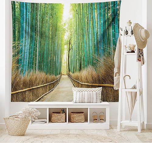 Ambesonne Tapiz de bosque, fotografía panorámica del parque paisajístico histórico en Japón, estampado romántico, colgante de pared ancho para