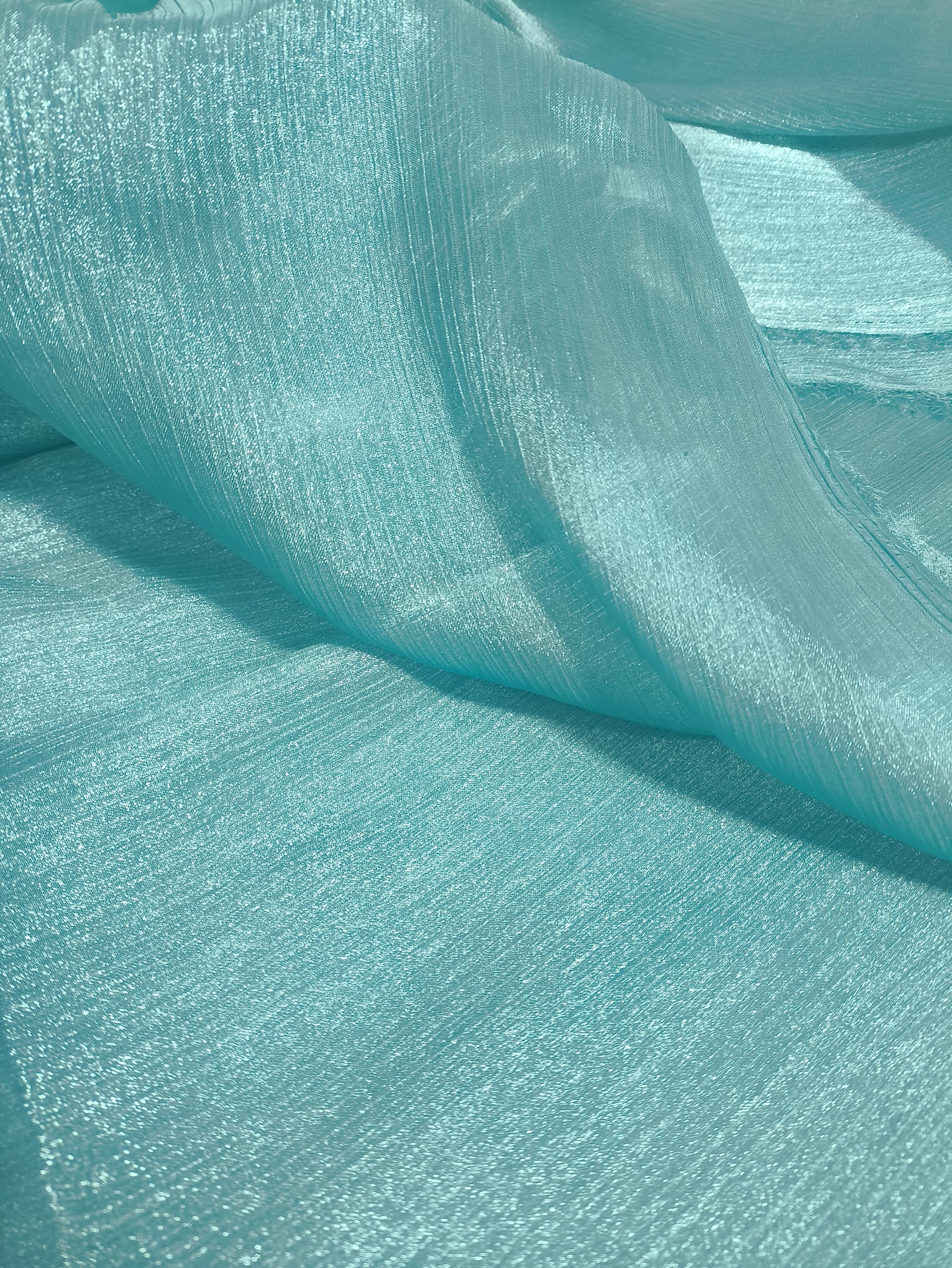 Tela de organza arrugada de 11 yardas de largo y 59 pulgadas de ancho, perfecta para proyectos de tela de seda, decoraciones de boda, calcomanías de fiesta, manualidades y diseño de moda (azul)