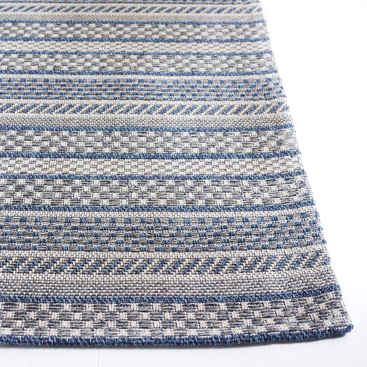 Martha Stewart x SAFAVIEH Area Rug Collection - 3' x 5', Navy & Light Grey, Cotton, Ideal for Living Room, Bedroom, Foyer, Accent Space (MSR412N)