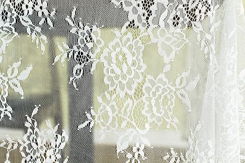 Miniatura 4 de GEFEII Mantel rectangular de encaje blanco para mesa rectangular, manteles de encaje de ganchillo, manteles de pestañas oblongas, 60 x 120 pulgadas,