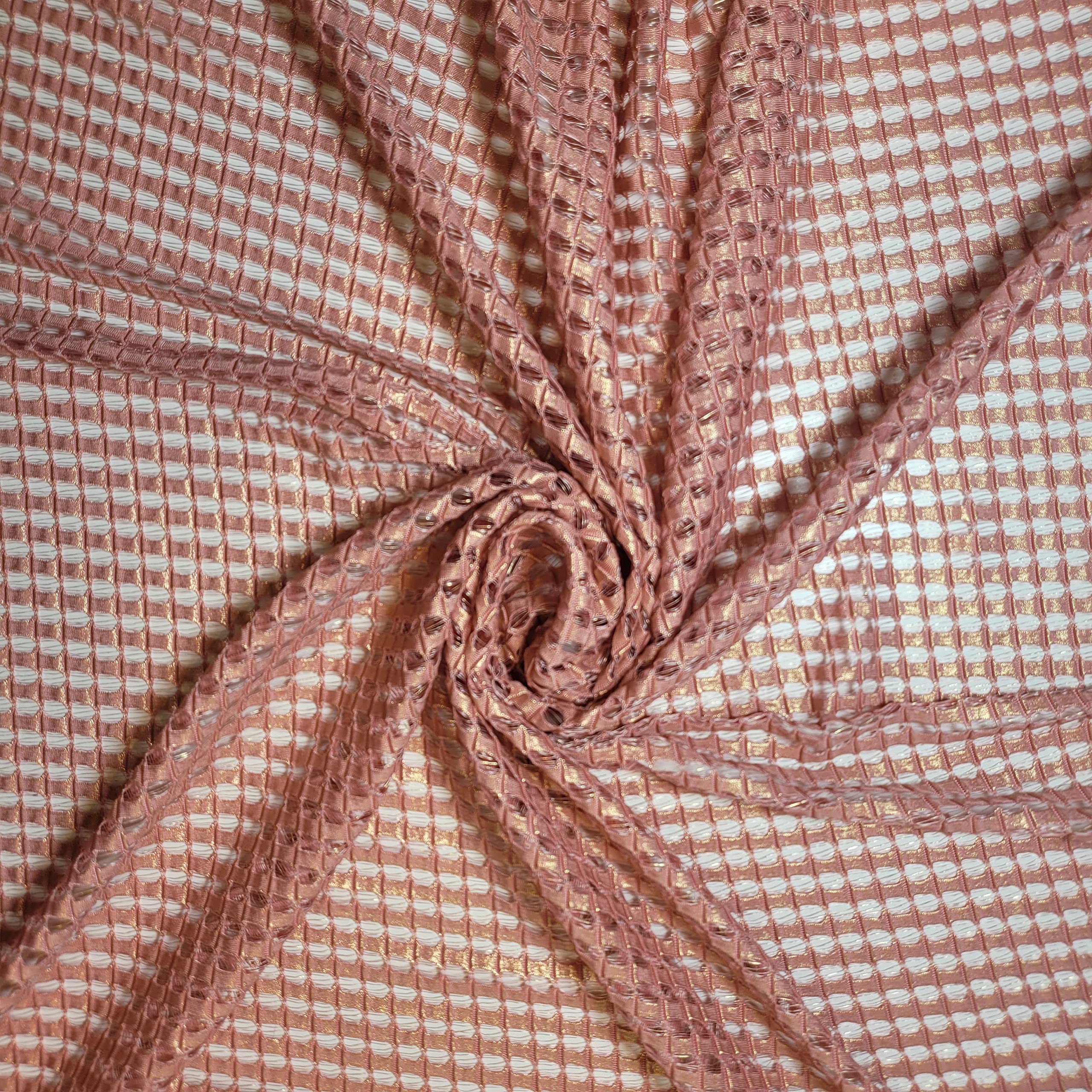 African Vintage Embroidery Bridal Nigerian French Embroidery Corded Budget Guipure Lace Mesh Net Fabric 54" Corded Budget Guipure Lace Mesh Net Fabric 54" (2 Meter, Dusty Pink Waffle) — image 1
