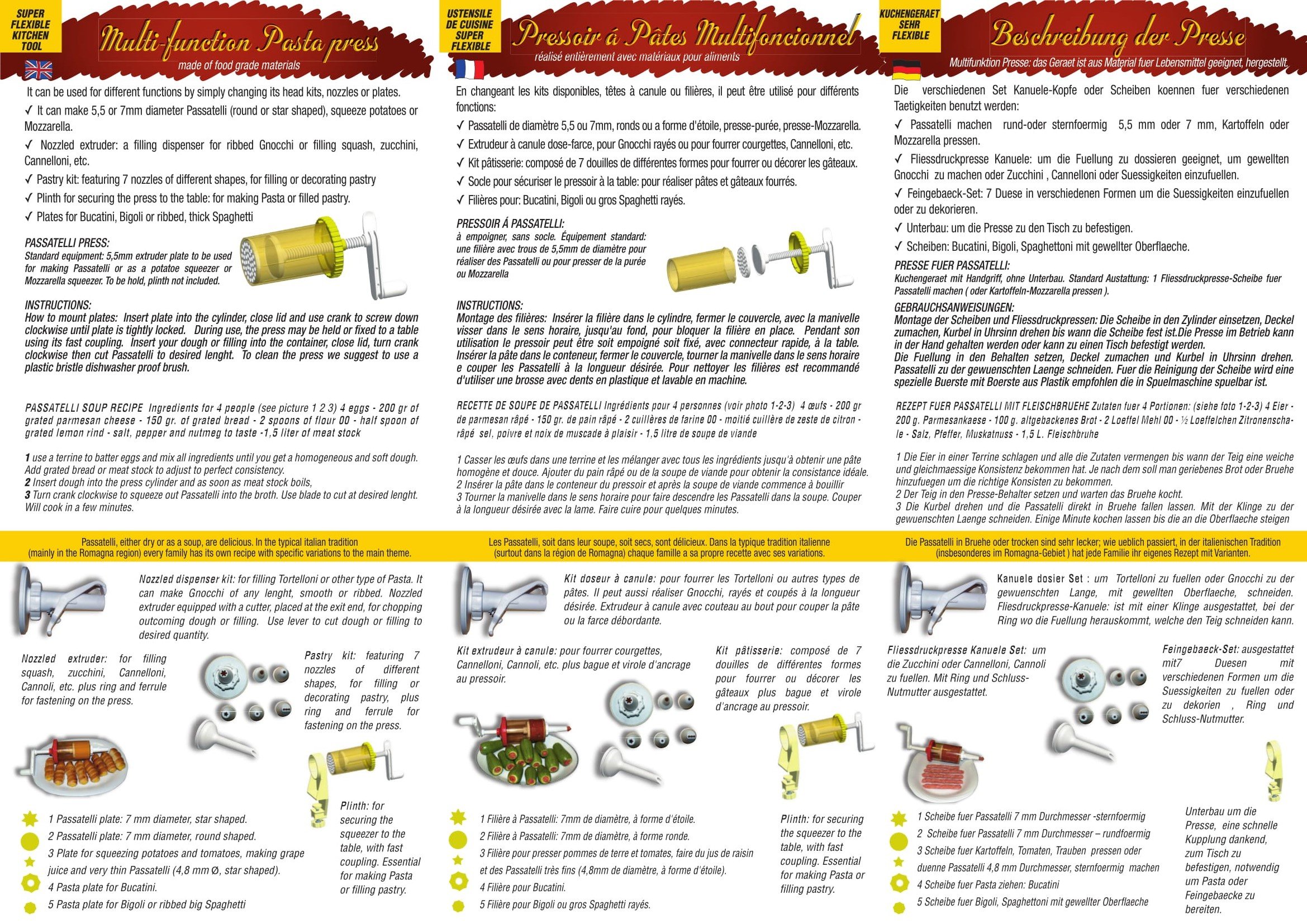Torchietto per Passatelli Multifunzione Con Accessori Elettro Center