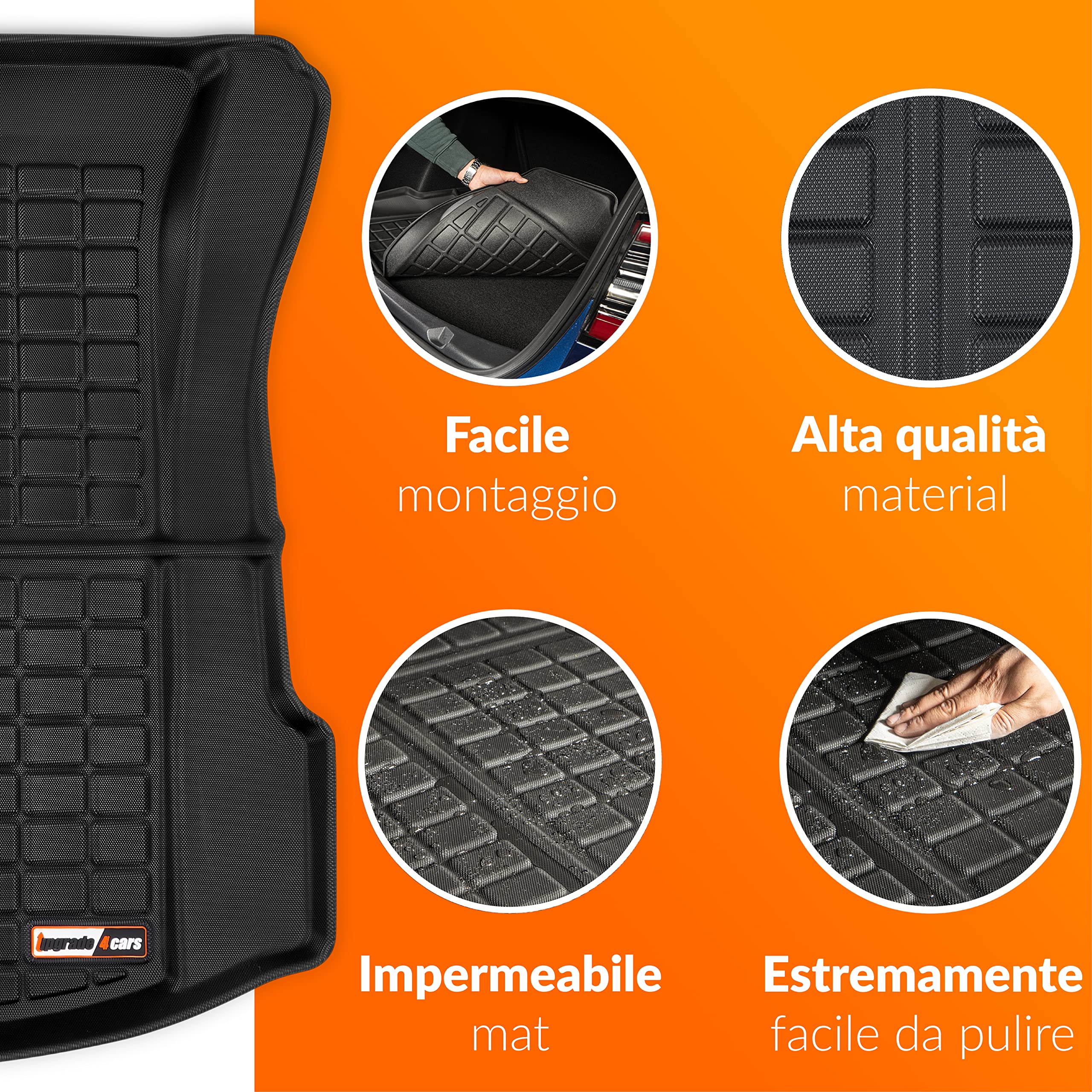 Upgrade4cars Tappetino Bagagliaio Auto compatibile con Tesla Model 3 | Vasca per Baule Impermeabile e Antiscivolo | Accessori Tappeto Interno