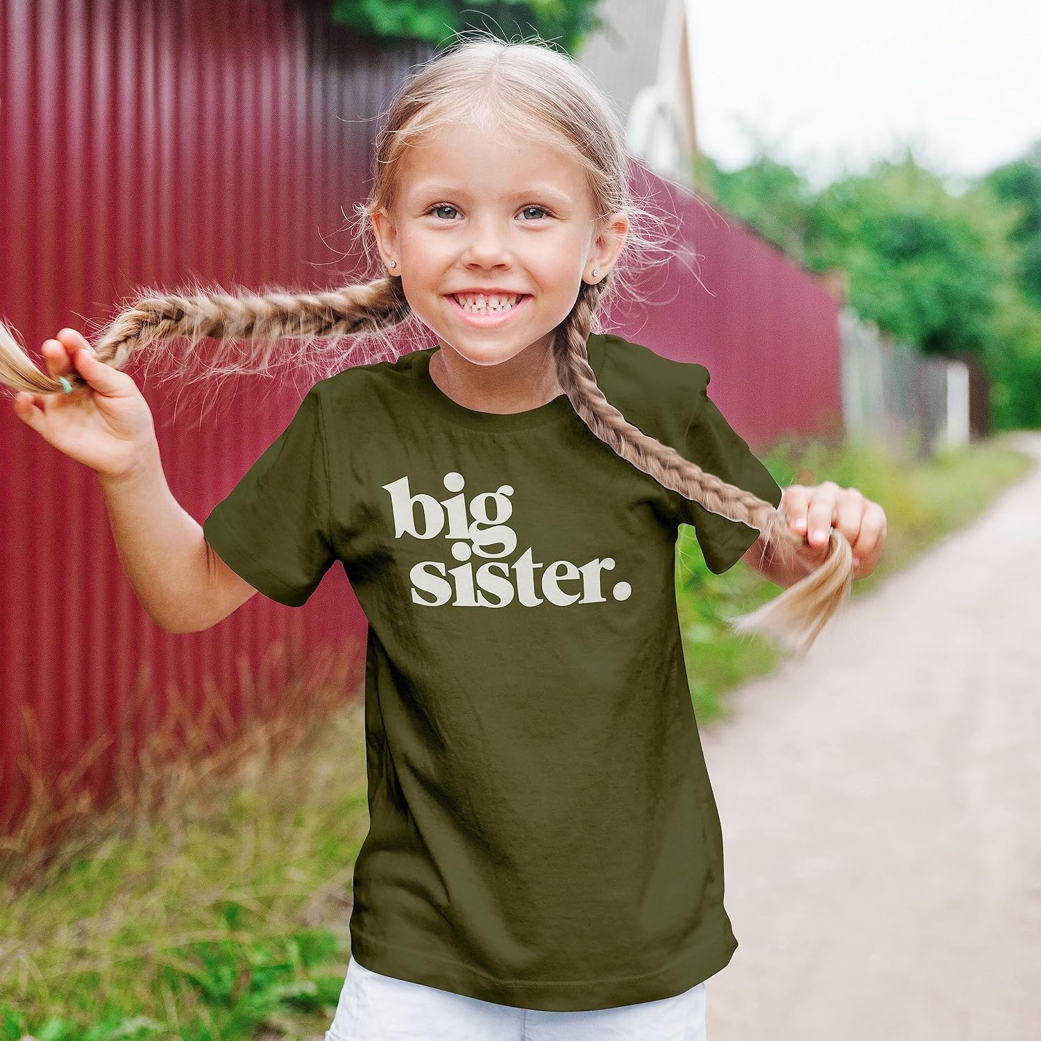 Bold Big Sister Colorful Sibling Reveal Announcement T-Shirt for Baby and Toddler Girls Sibling Outfits image 2