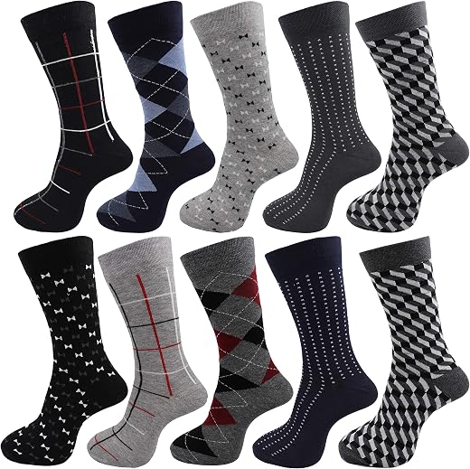 RC. ROYAL CLASS Men's Calf Length Multicolored Cotton Socks (Pack of 10 Pairs)
