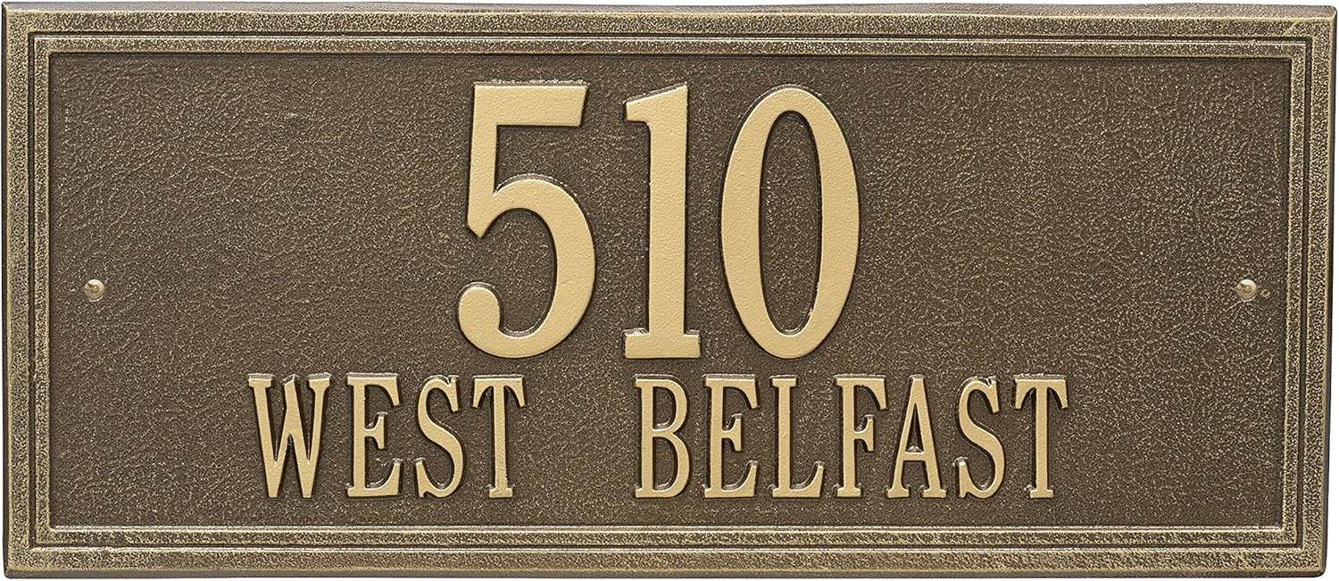 Personalized Cast Metal Address Plaque - MADE IN USA Large Custom House Number Sign # 68162W2