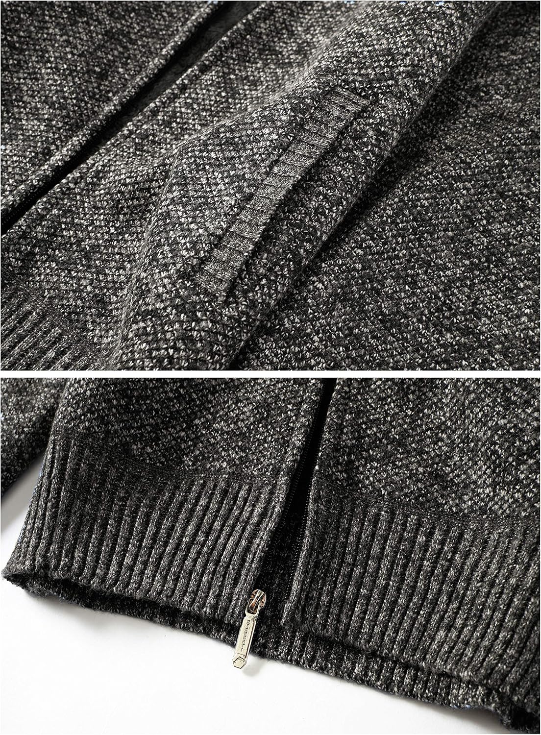 Gioberti Boy's Full Zip Knitted Cardigan Sweater with Hoody and Sherpa Lining - Image 3