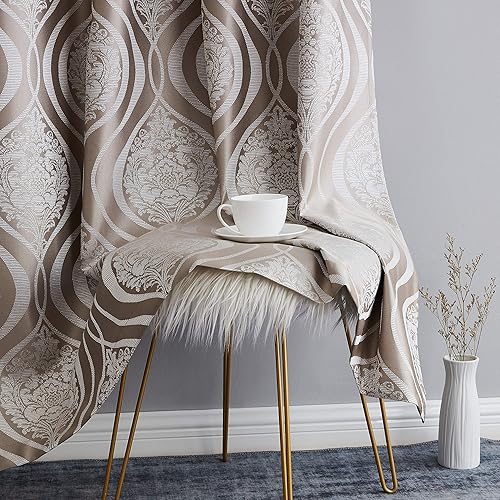 Miniatura 4 de HLC.ME Montero Damask - Cortinas de bloqueo completo de luz al 100%, fuerte aislamiento térmico, ahorro de energía en calor o frío, protección UV,