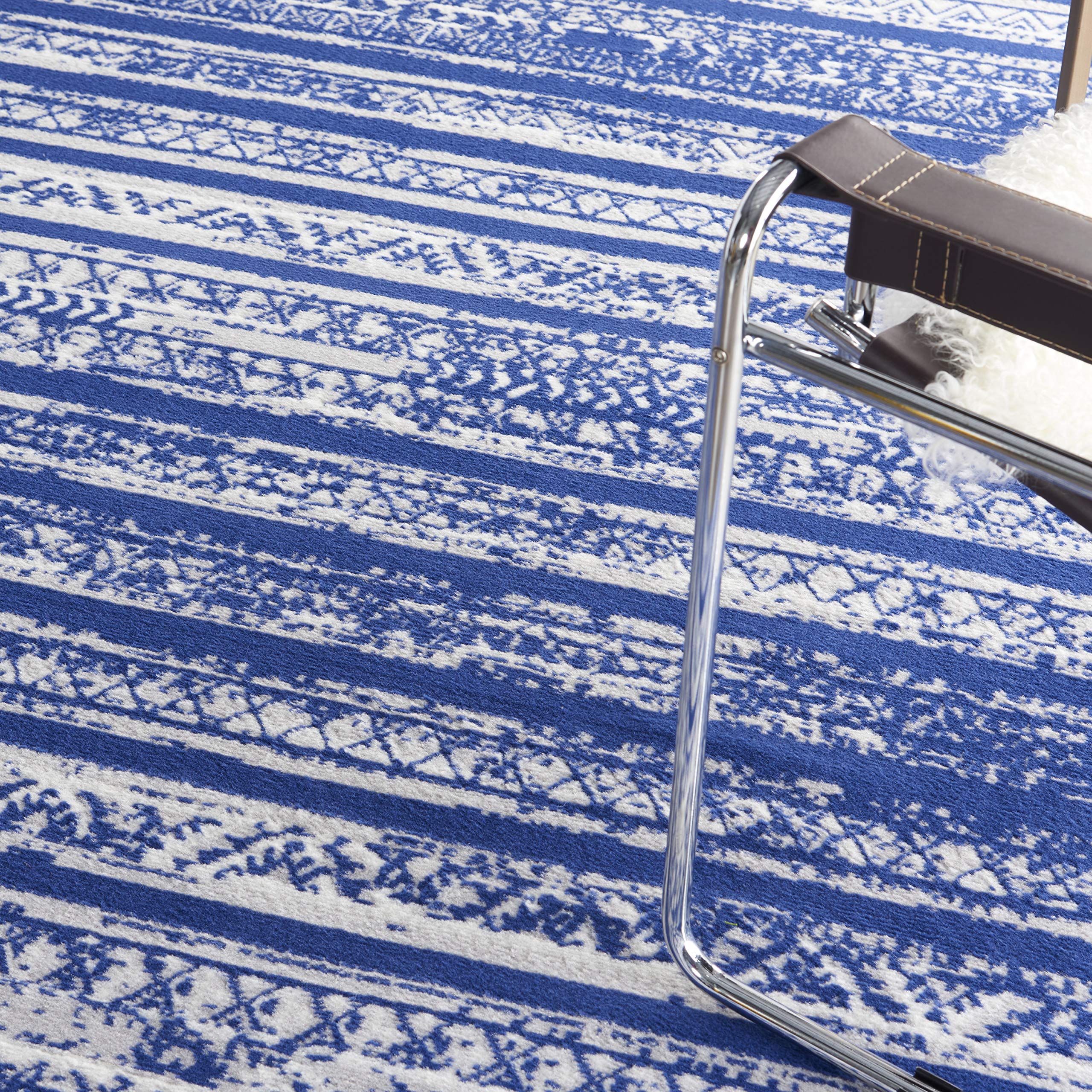 Nourison Whimsicle Tribal Navy Ivory 7' x 10' Area Rug, Easy Cleaning, Non Shedding, Bed Room, Living Room, Dining Room, Kitchen (7x10)