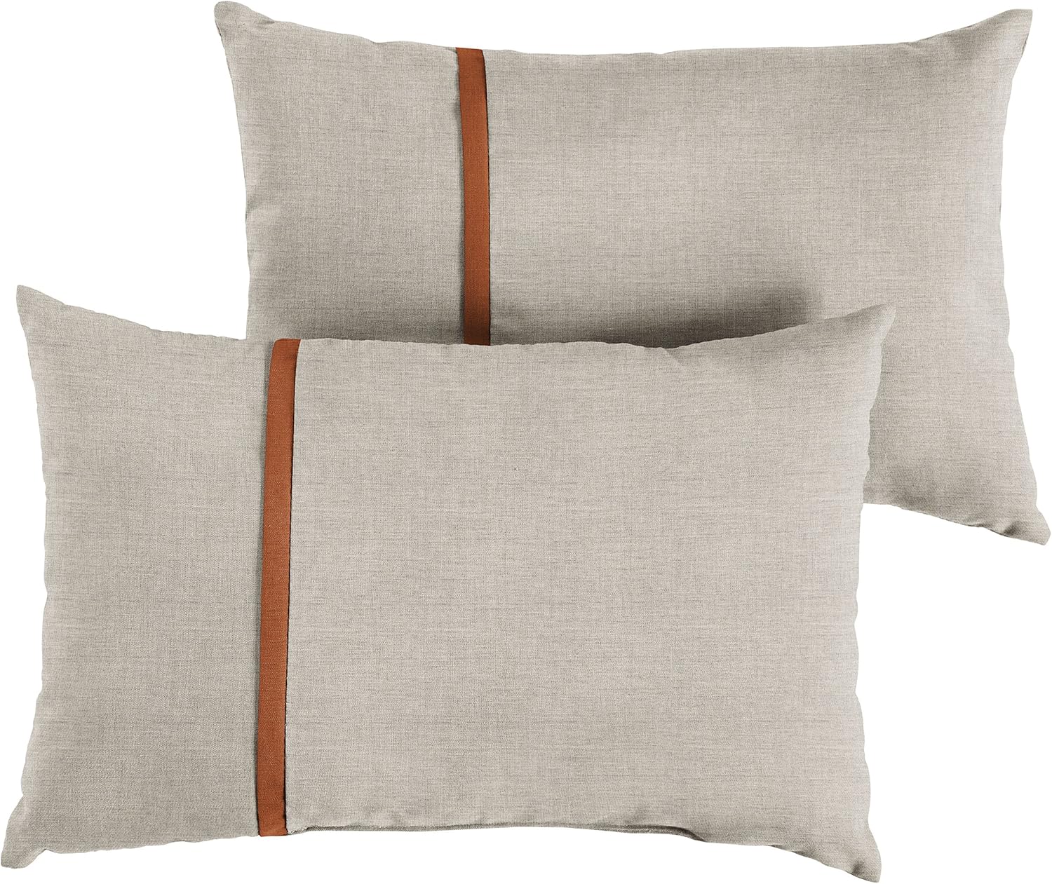 Sorra Home x Sunbrella - Indoor/Outdoor Lumbar Pillows (Set of 2), Silver & Rust Orange