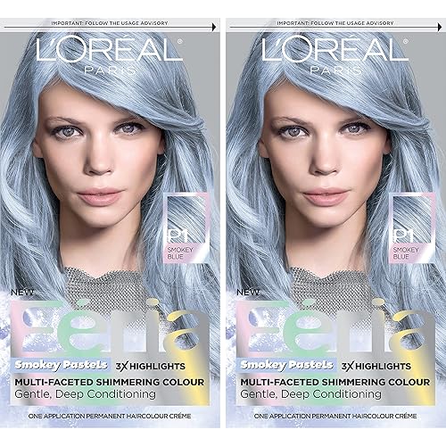 L'Oreal Paris Feria - Tinte permanente multifacético brillante para el cabello, humo de zafiro 411 (azul ahumado), kit de tinte para el cabello,