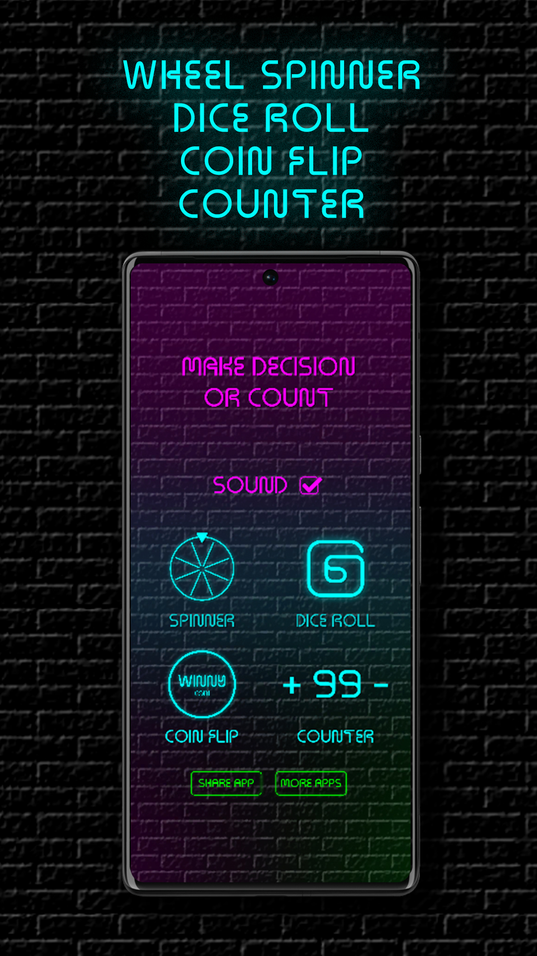Wheel Spinner, Dice Throw, Coin Flip & Counter - App on Amazon Appstore