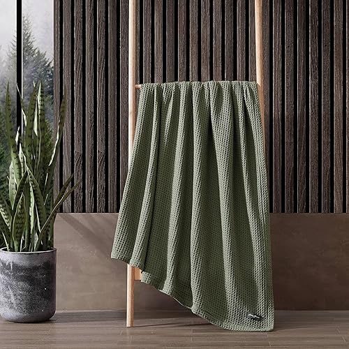 Miniatura 7 de Eddie Bauer Manta suave de punto gofre, decoración de dormitorio de peso medio, suaviza cada lavado, King, verde