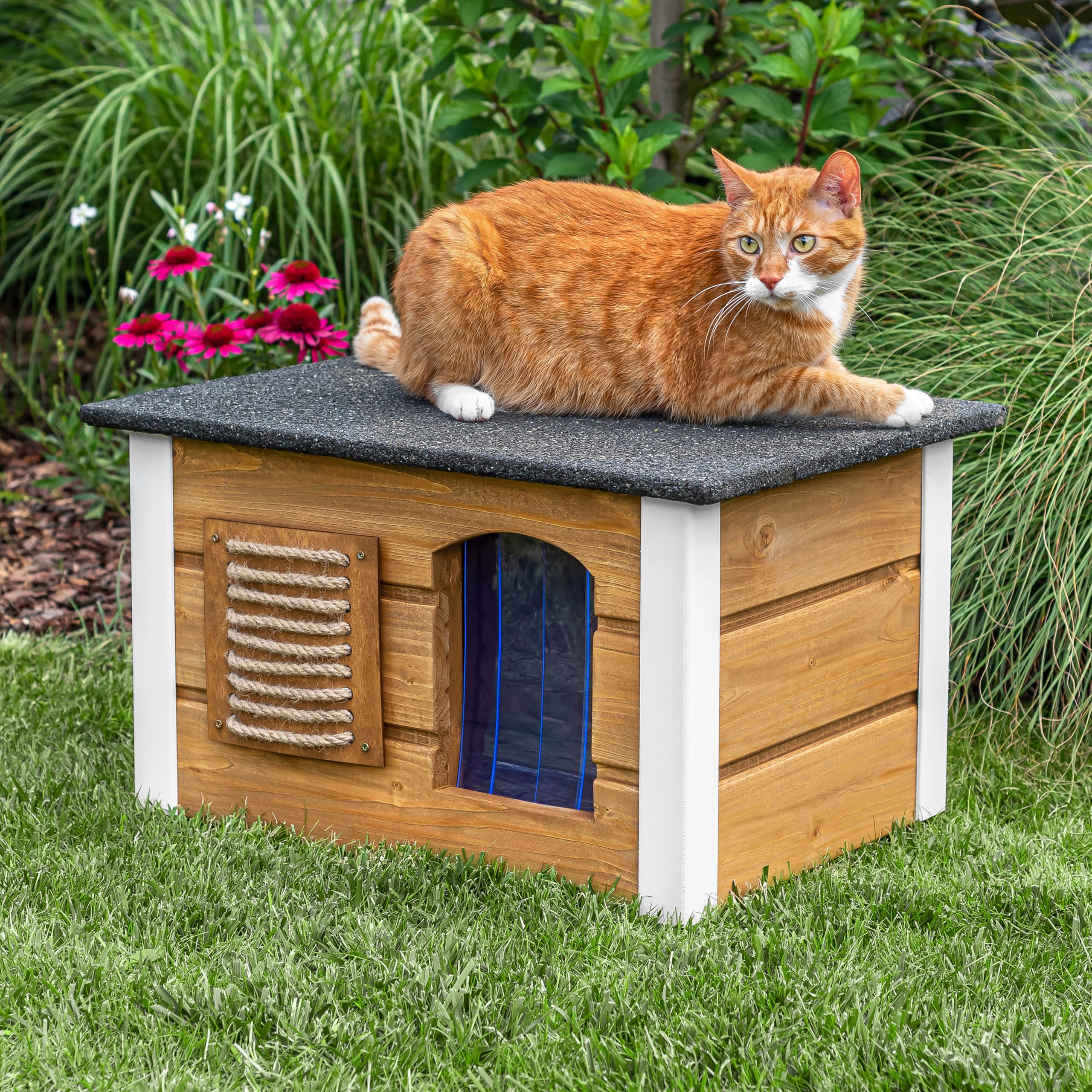 Maison Pour Chat Extérieure Isolée Et Imperméable | Tente Chaude Hiver Avec Base Surélevée | Pour Chat, Chien, Poule - 10