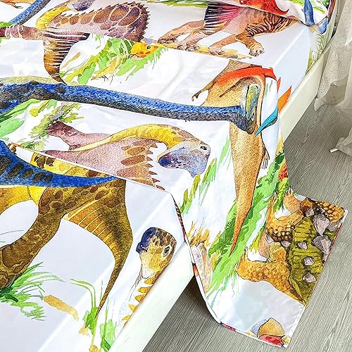 Miniatura 5 de CVHOUSE Juego de sábanas y ropa de cama de dinosaurio, tamaño individual, 4 piezas