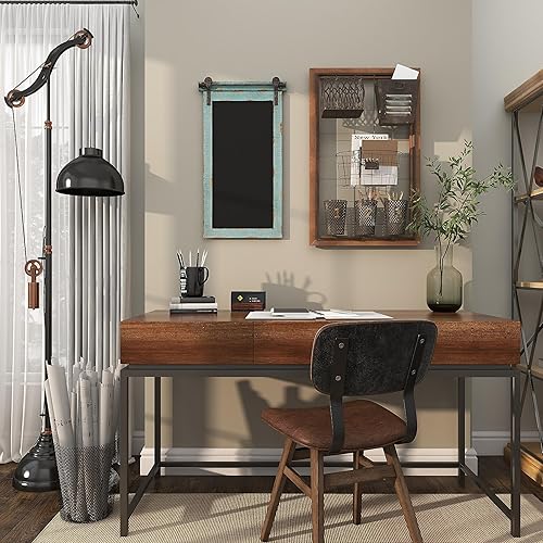 Miniatura 8 de Deco 79 Letrero de madera para decoración de pared con pizarra, 21 x 1 x 17 pulgadas, marrón, negro