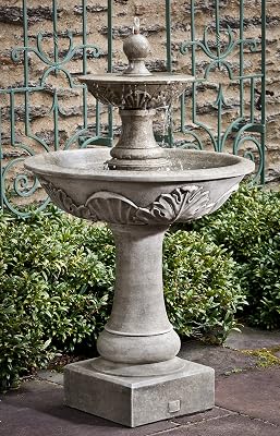 Campania International FT-191-AL Acanthus Two Tier Fountain, Aged Limestone Finish