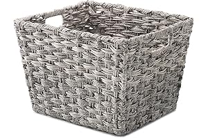 Whitmor 1735-4812-GRY Large Gray Storage Split Rattique Tote Wash Basket Bin Container
