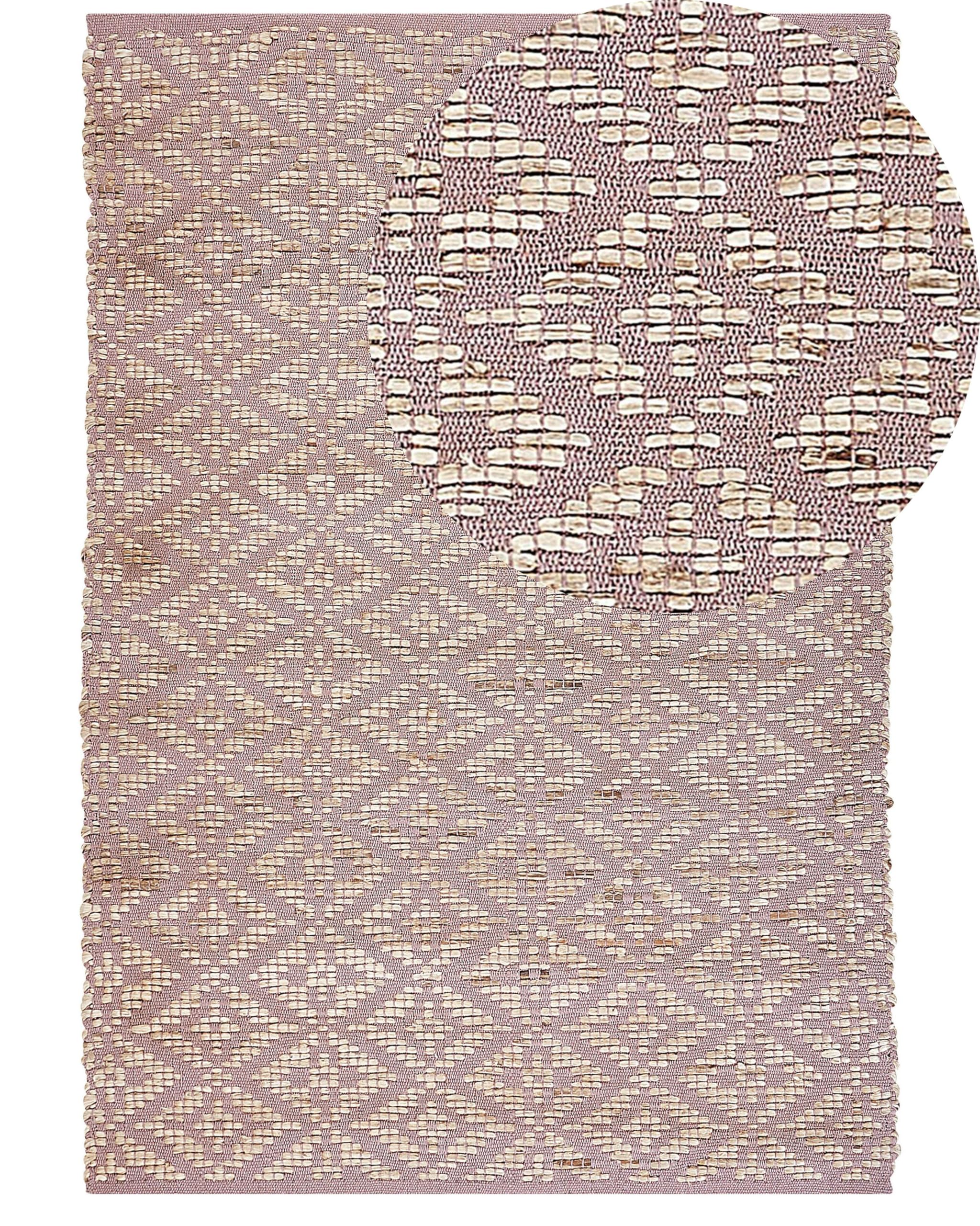 Alfombra de algodón Rosa Beige 160 x 230 cm Yute patrón geométrico Retro Gerze