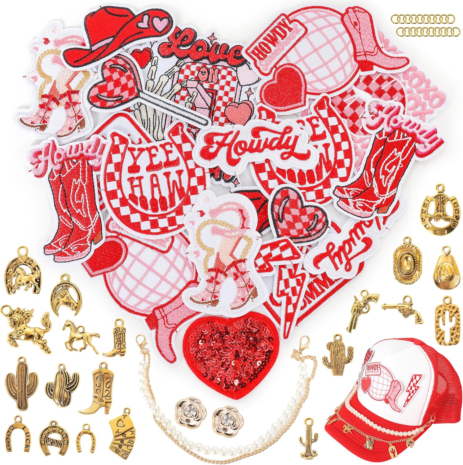 カウボーイ ウエスタン 刺繍 ワッペン パッチ アイロンパッチ PA051 カチーナトレーディング｜アメリカ直輸入のウエスタン商品 ウエスタンカウガールパッチ アイロン接着:Meneng 35ピース ウエスタン刺繍パッチ DIY クラフト レディース ガールズ カ