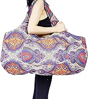 Aozora Large Yoga Mat Bag Tote Sling Carrier with Pockets - Durable Canvas Fits Mats Up to 30", Blocks, Towels & More