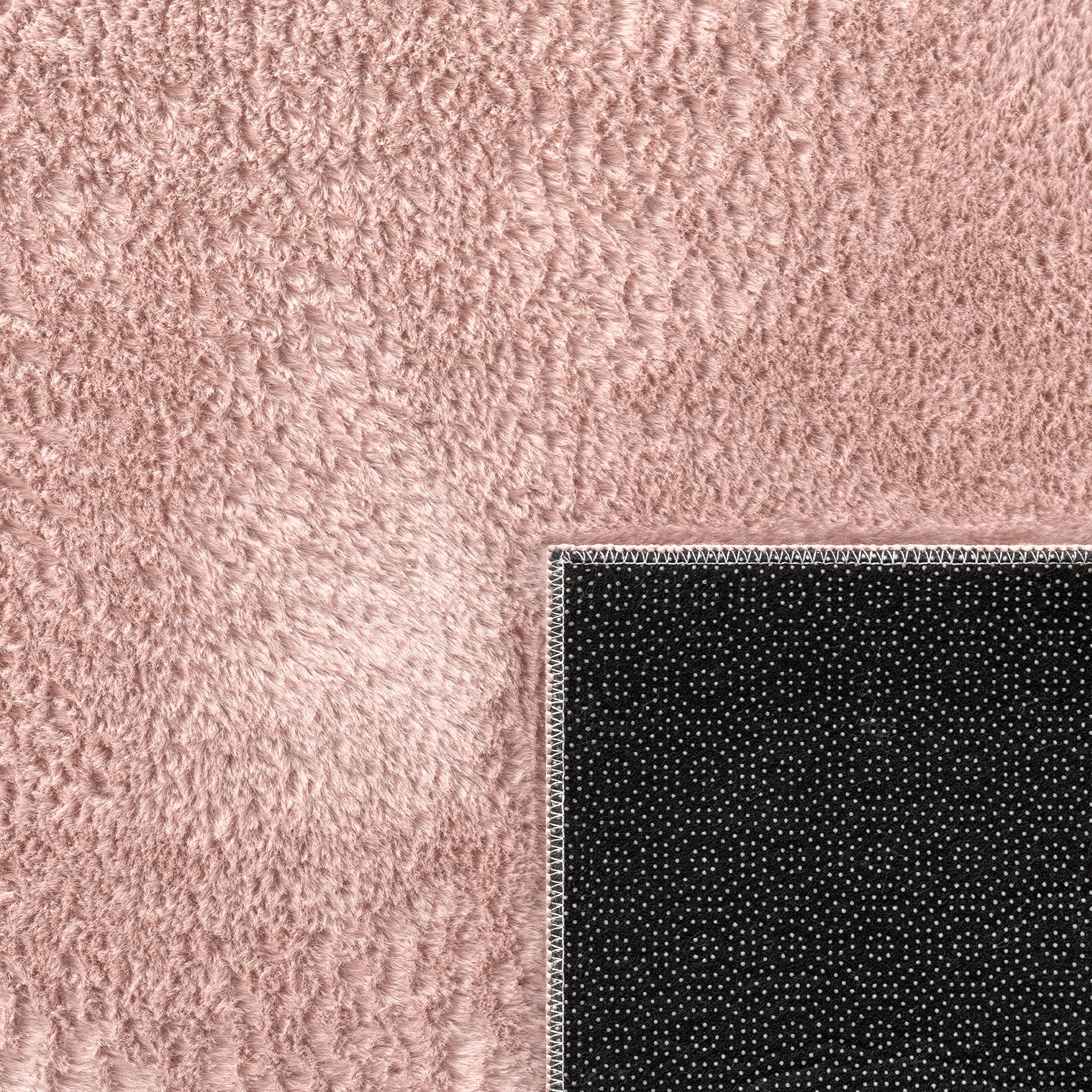 Paco Home Alfombra Salon De Habitacion Pelo Largo Se Puede Suave Felpa Rosa, tamaño:Ø 120 cm Redondo