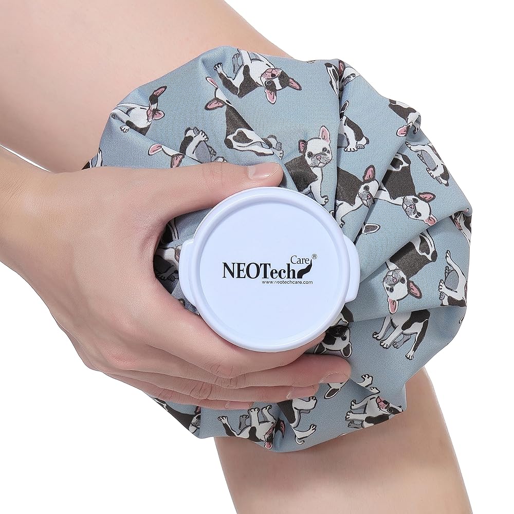 NeoTech Care Ice Bag, Screw Top Fillable, Reusable (Blue Bulldog Design, 8 inch)