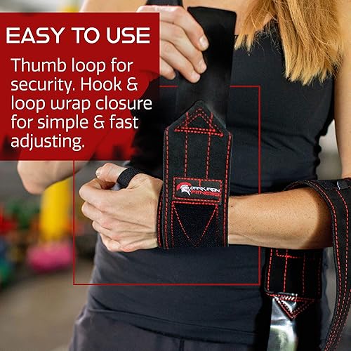 Miniatura 2 de Dark Iron Fitness Muñequeras para levantamiento de pesas  Muñequeras de cuero de gamuza para entrenamiento y entrenamiento de fuerza  Correas de