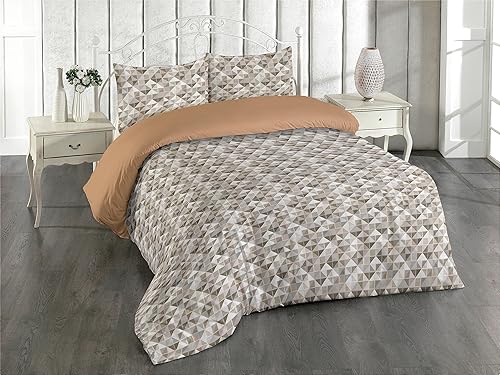 Ambesonne Juego de funda de edredón con diseño de mosaico, diseño geométrico cuadrado y triángulo, estampado caprichoso, juego de ropa de cama
