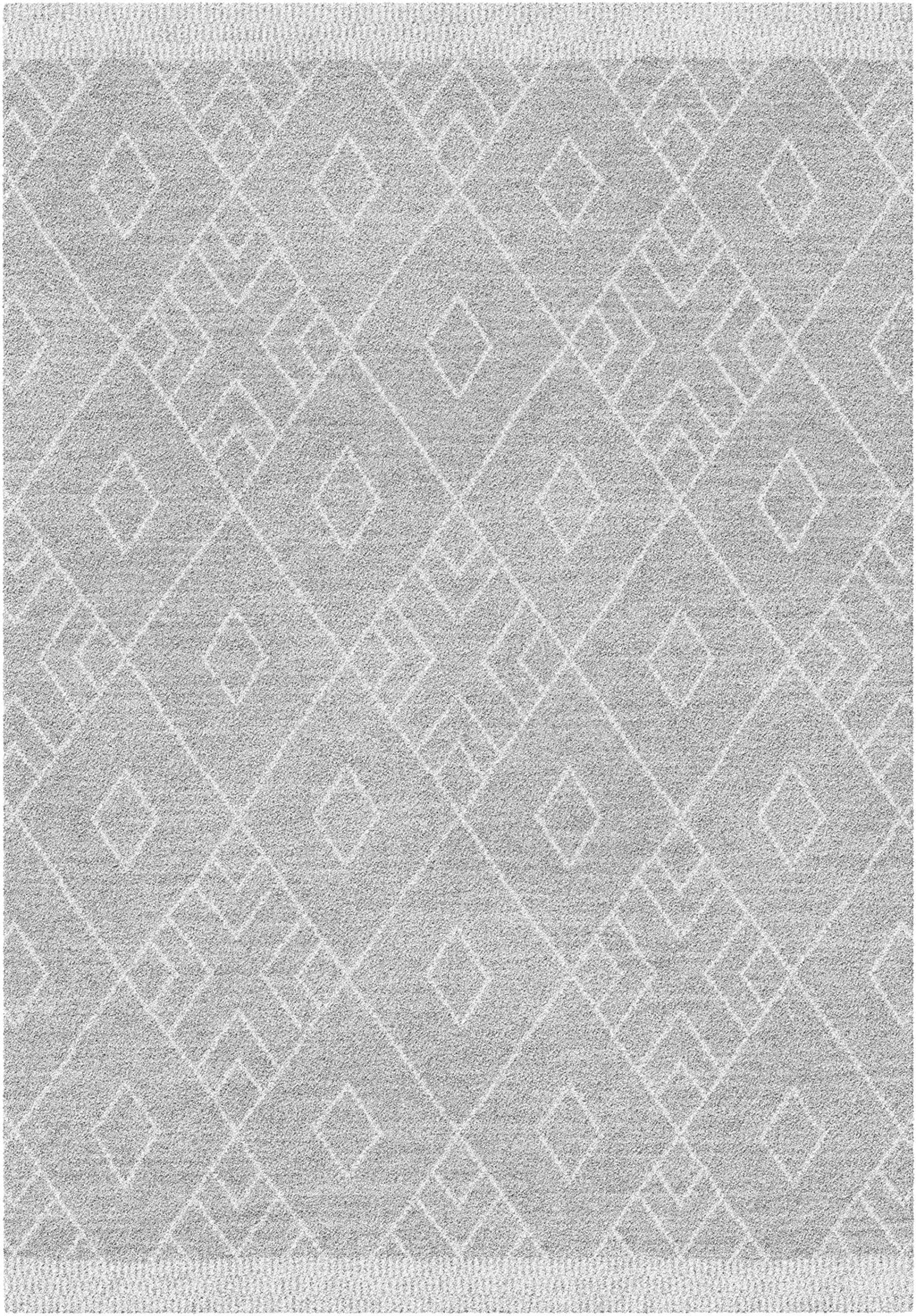 Aspect MARJAN-Diamond/Rhombus Pattern Geometric Thick Soft Shaggy Rug (Grey/Cream, 120x170cm)