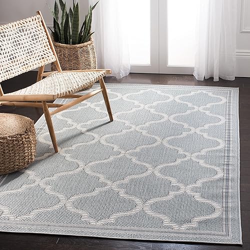 Miniatura 12 de MARTHA STEWART x SAFAVIEH MSRO336G - Alfombra de 6 pies 7 pulgadas x 9 pies, color plateado y gris, para interiores y exteriores, impermeable, fácil