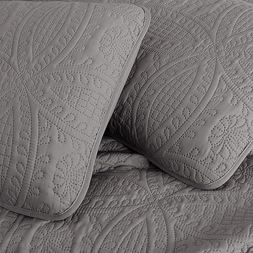 Vista 35 de Chezmoi Collection Austin - Juego de colcha tamaño Queen de 3 piezas Pinsonic acolchada de gran tamaño, tamaño Queen, terracota