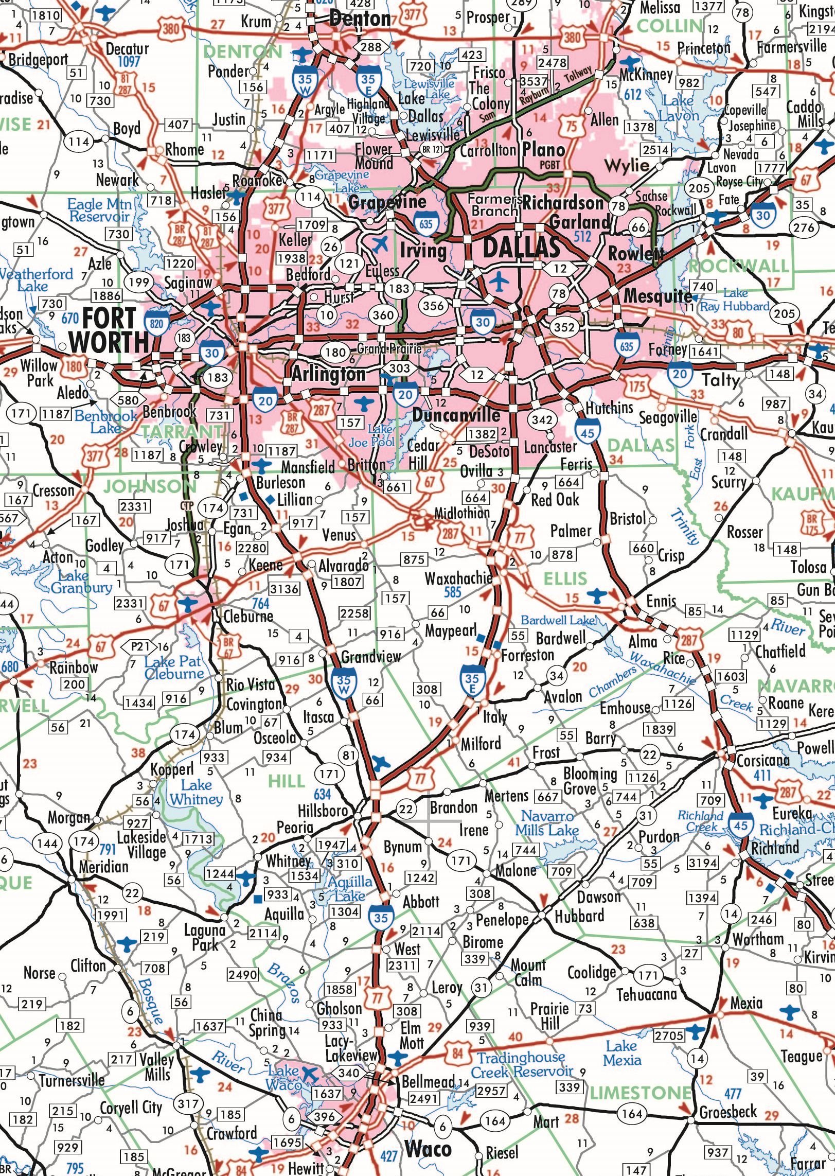 Texas Executive Wall Map - Laminated 42w x 39h - Image 4