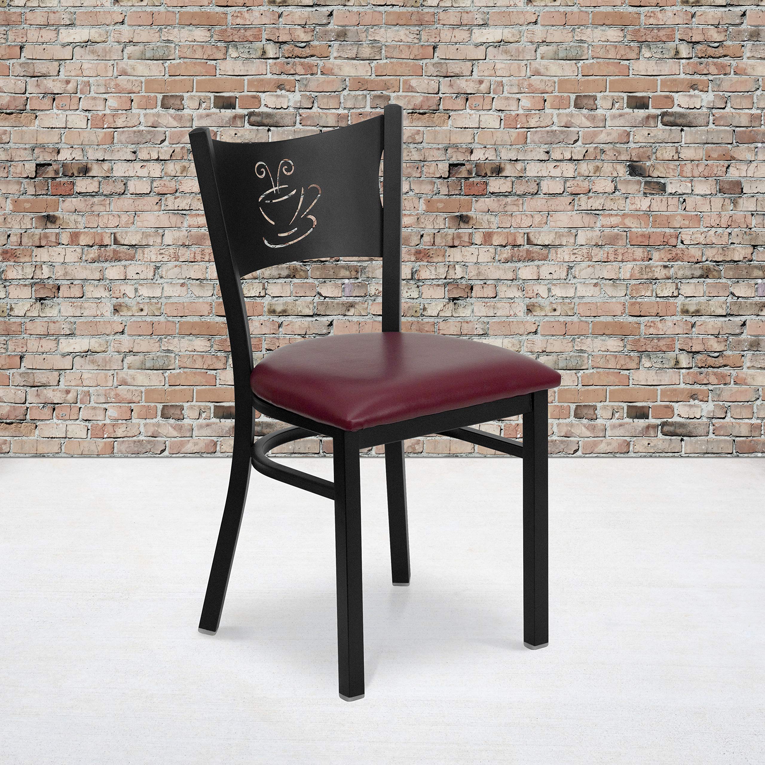 Flash Furniture Burgundy Vinyl Seat/Black Metal Frame / Set of 2 / Contemporary Chairs