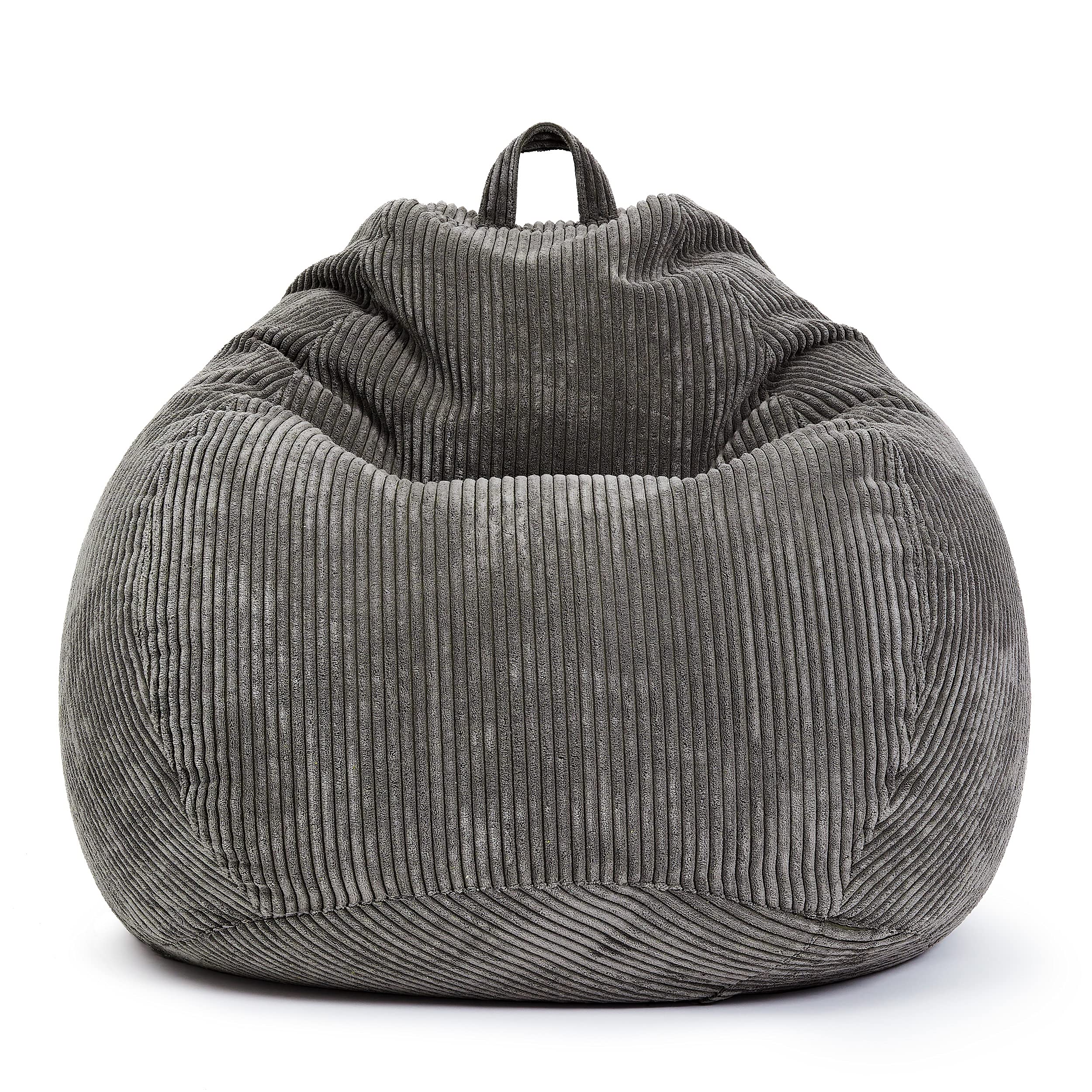 Green Bean Square XL Indoor Bezug aus Kord 90 x 110 cm - ohne Füllung - Sitzsackhülle, Sitzsackbezug - Cord - kuschelig, weich, robust - waschbar, mit Innensack - Grau