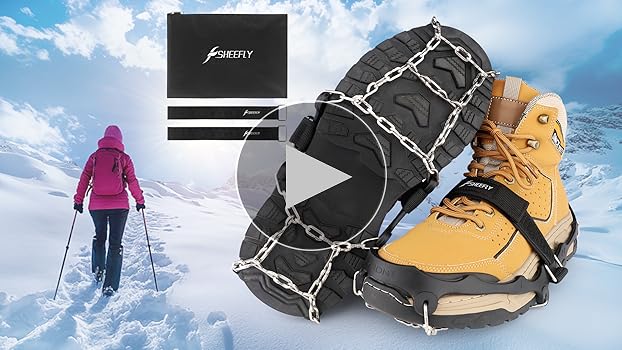 SHEEFLY Ice Grips For Shoes And Boots,Upgraded Non Slip Gripper Spikes Ice Traction Cleat,Ice & Snow Grips Crampons With 12 Steel Studs For Women Men Perfect For Ice Fishing Hiking Walking Climbing - Online Marketplace