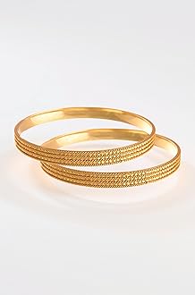 JFL - Jewellery for Less Golden One Gram Gold Plated Bangle Set For Women