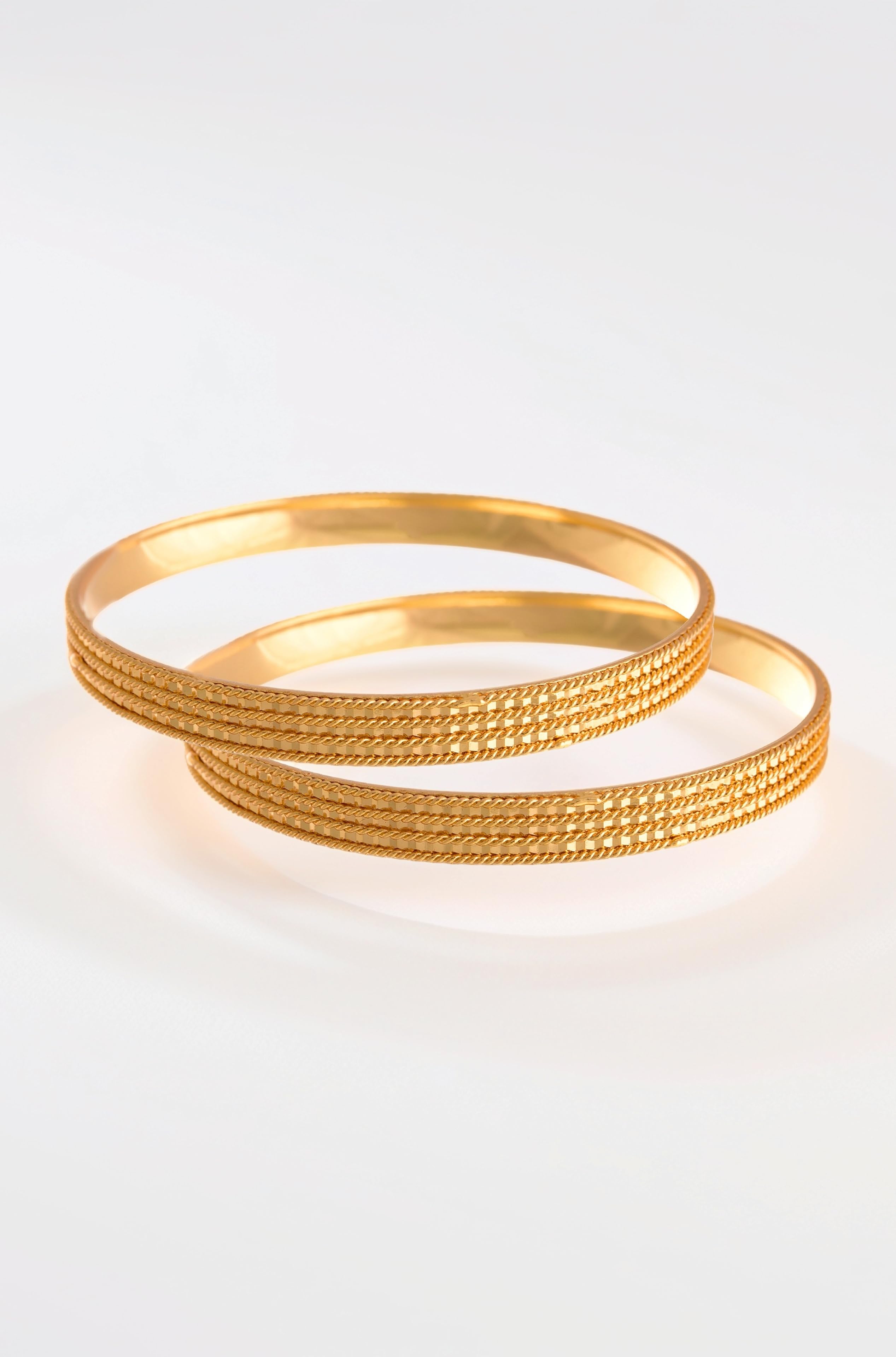 JFL - Jewellery for Less Golden One Gram Gold Plated Bangle Set For Women
