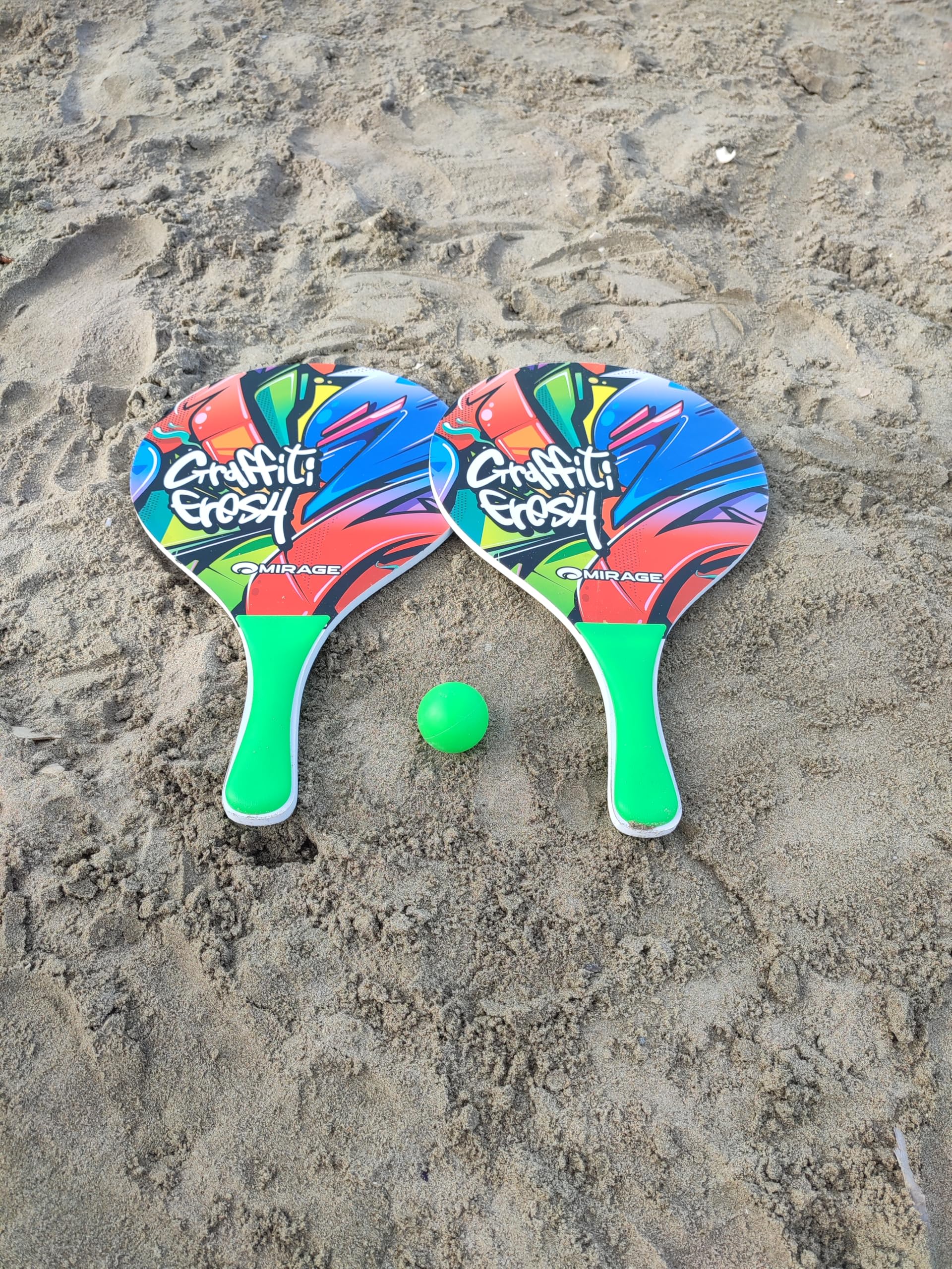 Raquettes De Plage En Bois Avec Balle Souple - Set 2 Raquettes, Pour Beach Tennis, Jardin, Adulte/enfant