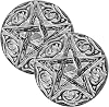 Incense Garden Altar Tile Silver Plated Round - Pack of 2 - Woodland Pentagram - 3 Inches