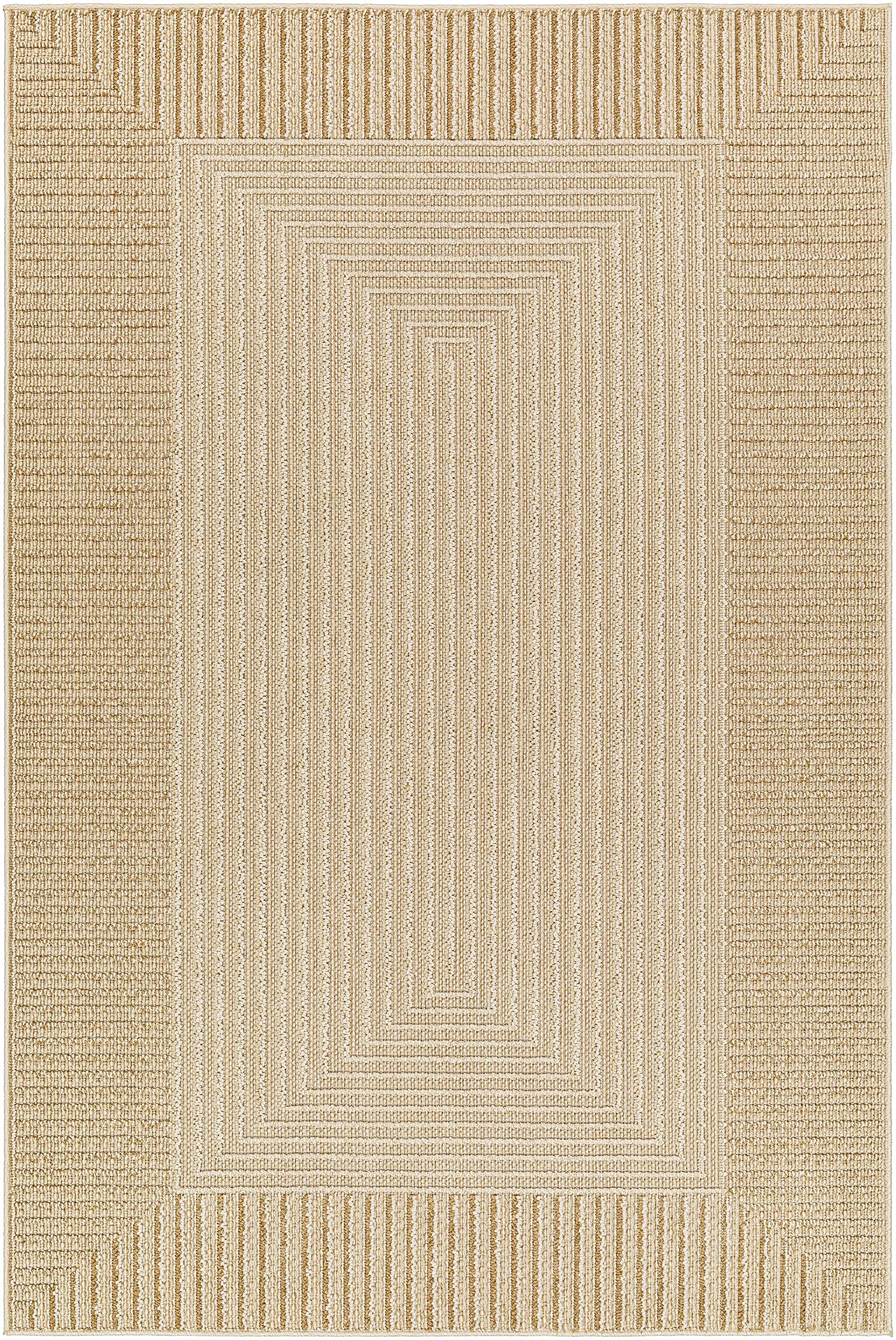 Hauteloom Gurij Hallway, Kitchen Patio Outdoor Runner Rug - Brown, Beige - 2'7