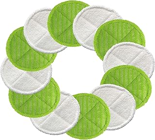 sky-w Soft Touch Mop Pads Replacement for Bissell Spinwave 2039A, 2124, 2039, 20391 Powered Hard Floor Mop (6 Green+6 White, Pack of 12)
