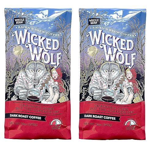 Miniatura 9 de Raven's Brew Coffee Café de cuerpo completo tostado oscuro en grano entero - Wicked Wolf, 12 onzas